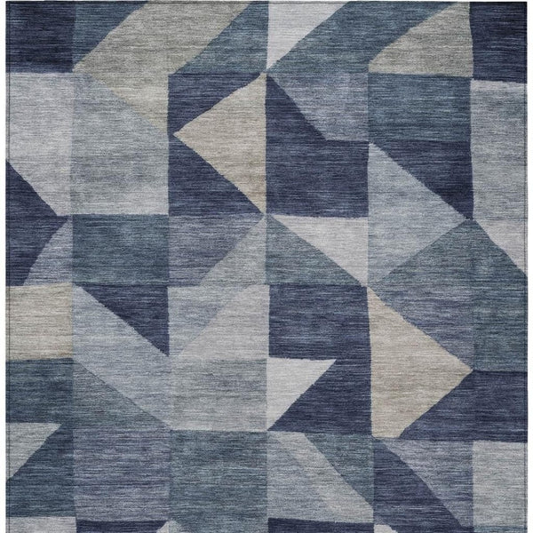 HomeRoots 10' Blue and Wheat Geometric Washable Area Rug for Indoor/Outdoor Use – Durable, Stylish & Easy Care! 689430