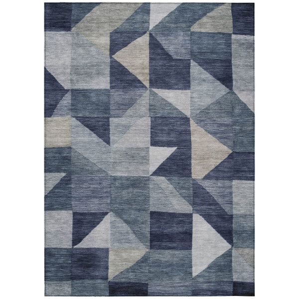 HomeRoots 10' Blue and Wheat Geometric Washable Area Rug for Indoor/Outdoor Use – Durable, Stylish & Easy Care! 689430