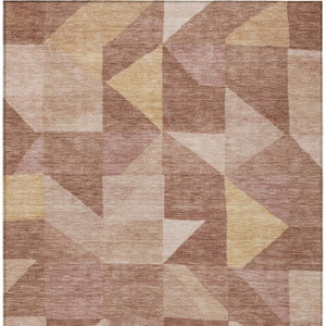 HomeRoots 5' X 8' Washable Blush and Wheat Geometric Area Rug – Durable, Stylish, Indoor/Outdoor Versatility 689432