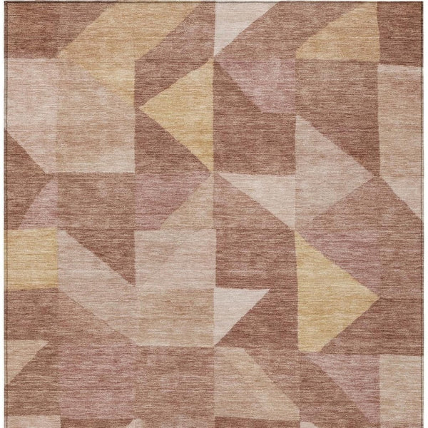 HomeRoots 5' X 8' Washable Blush and Wheat Geometric Area Rug – Durable, Stylish, Indoor/Outdoor Versatility 689432