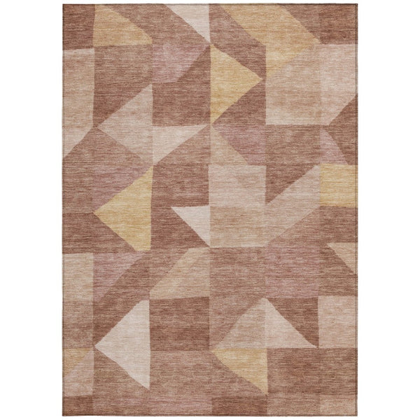 HomeRoots 5' X 8' Washable Blush and Wheat Geometric Area Rug – Durable, Stylish, Indoor/Outdoor Versatility 689432