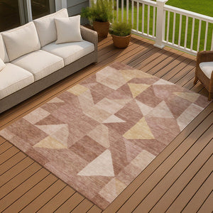 HomeRoots 5' X 8' Washable Blush and Wheat Geometric Area Rug – Durable, Stylish, Indoor/Outdoor Versatility 689432
