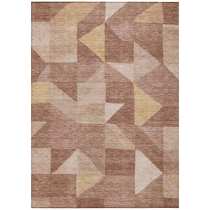 HomeRoots 5' X 8' Washable Blush and Wheat Geometric Area Rug – Durable, Stylish, Indoor/Outdoor Versatility 689432