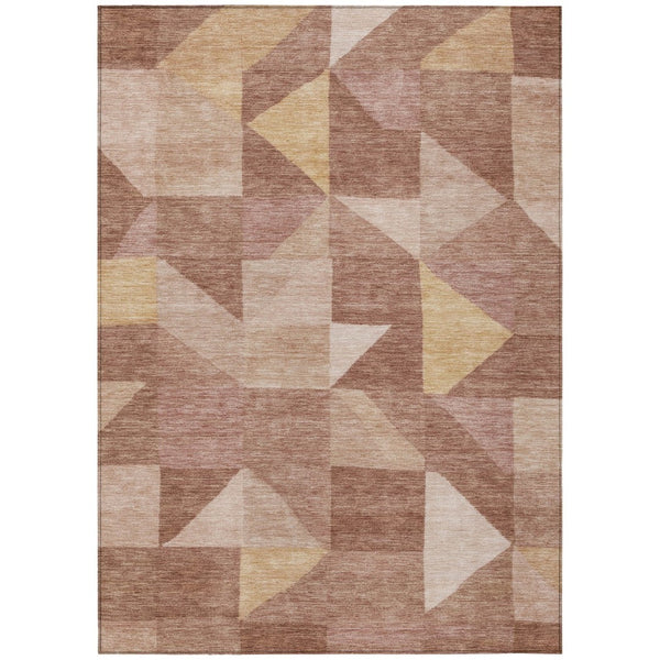HomeRoots 5' X 8' Washable Blush and Wheat Geometric Area Rug – Durable, Stylish, Indoor/Outdoor Versatility 689432