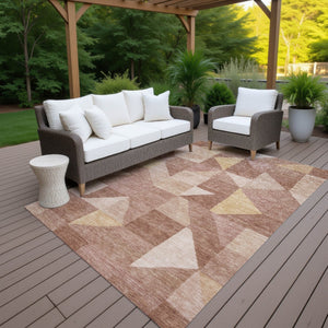 HomeRoots 5' X 8' Washable Blush and Wheat Geometric Area Rug – Durable, Stylish, Indoor/Outdoor Versatility 689432