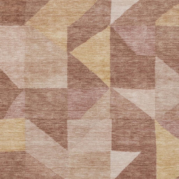 HomeRoots 8' X 10' Stylish Blush and Wheat Geometric Washable Area Rug for Indoor and Outdoor Spaces 689434