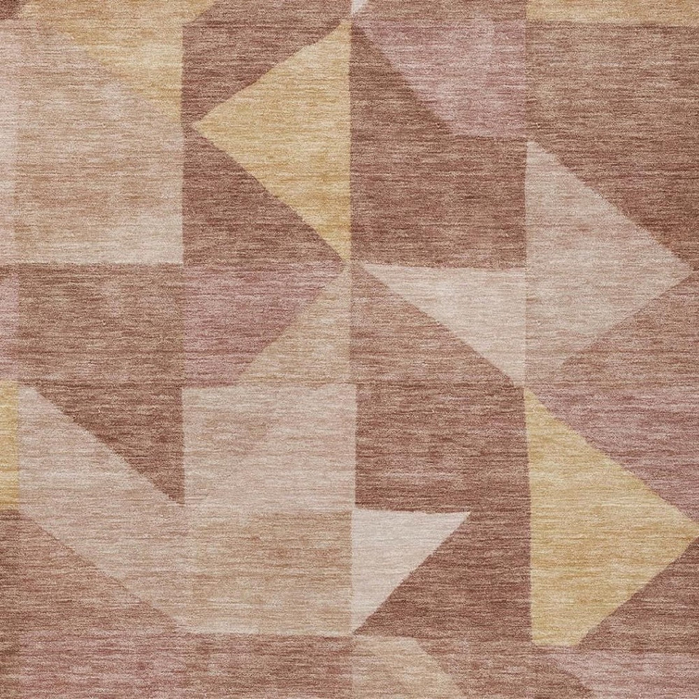 HomeRoots 10' Geometric Blush & Wheat Washable Area Rug – Indoor/Outdoor Durable Style for High-Traffic Spaces 689436