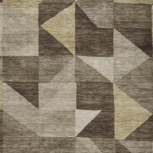 HomeRoots 9' X 12' Stylish Brown & Beige Geometric Washable Area Rug for Indoor & Outdoor High-Traffic Spaces 689441