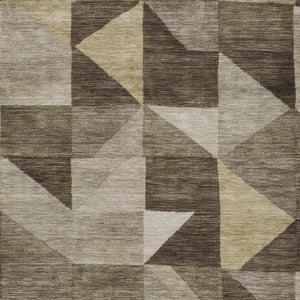 HomeRoots 10' Geometric Brown and Beige Washable Area Rug - Durable Indoor/Outdoor Design for High-Traffic Spaces 689442
