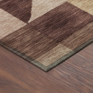 HomeRoots 8' Burgundy Round Geometric Area Rug - Stylish, Washable, Durable for Indoor & Outdoor Spaces 689445