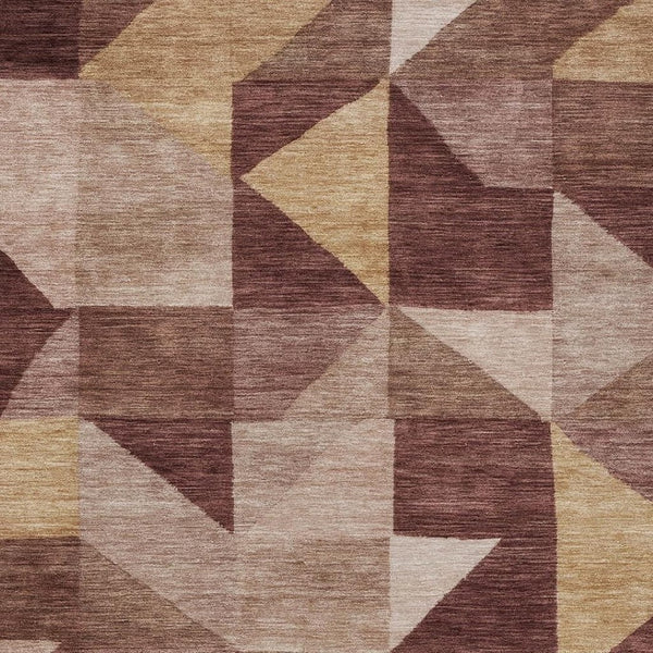 HomeRoots 10' Burgundy and Wheat Geometric Indoor Outdoor Area Rug – Durable, Washable, Stylish & Versatile! 689448
