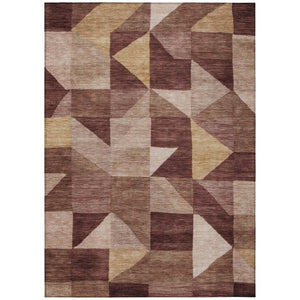 HomeRoots 10' Burgundy and Wheat Geometric Indoor Outdoor Area Rug – Durable, Washable, Stylish & Versatile! 689448