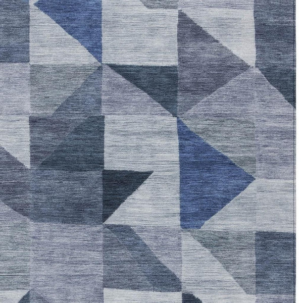 HomeRoots 8' X 10' Denim Blue Geometric Indoor/Outdoor Area Rug - Durable, Washable, Stylish for All Spaces! 689452