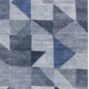 HomeRoots 9' X 12' Denim Blue Geometric Rug – Indoor/Outdoor, Washable, Stain-Resistant, Stylish & Durable! 689453