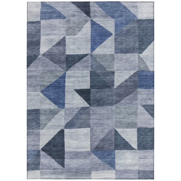 HomeRoots 10' Denim Blue & Ivory Geometric Area Rug - Washable, Durable, Indoor/Outdoor Use for Any Space! 689454