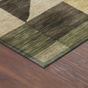 HomeRoots 8' Fern Green and Gold Geometric Washable Area Rug - Modern Design for Indoor & Outdoor Spaces 689457