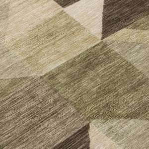 HomeRoots 8' Fern Green and Gold Geometric Washable Area Rug - Modern Design for Indoor & Outdoor Spaces 689457