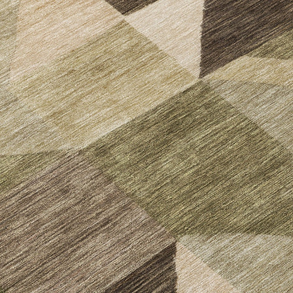 HomeRoots 8' Fern Green and Gold Geometric Washable Area Rug - Modern Design for Indoor & Outdoor Spaces 689457
