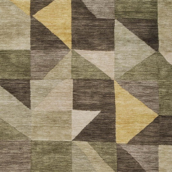 HomeRoots 8' X 10' Stylish Fern Green & Gold Geometric Washable Area Rug for Indoor/Outdoor Spaces 689458