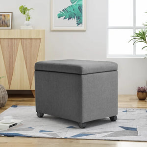 English Elm Storage Ottoman with Caster Wheels Fabric Filing Solution for Home or Office Use 68946.00FGRY