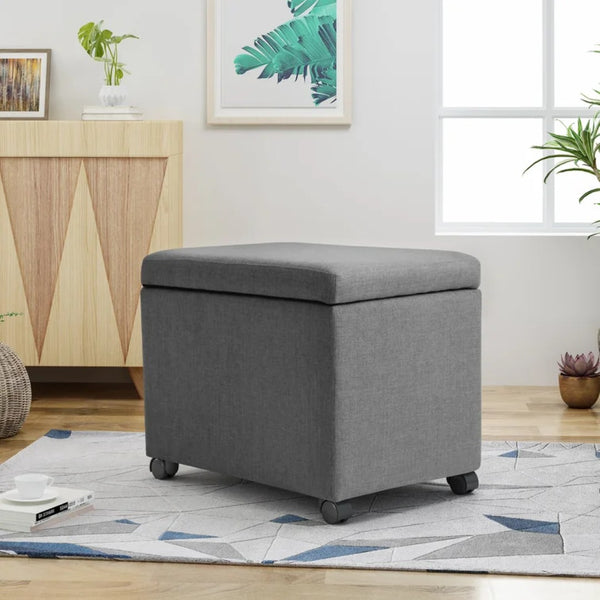 English Elm Storage Ottoman with Caster Wheels Fabric Filing Solution for Home or Office Use 68946.00FGRY