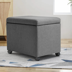 English Elm Storage Ottoman with Caster Wheels Fabric Filing Solution for Home or Office Use 68946.00FGRY