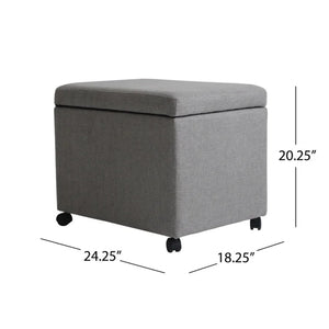 English Elm Storage Ottoman with Caster Wheels Fabric Filing Solution for Home or Office Use 68946.00FGRY