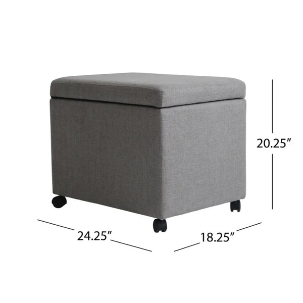 English Elm Storage Ottoman with Caster Wheels Fabric Filing Solution for Home or Office Use 68946.00FGRY
