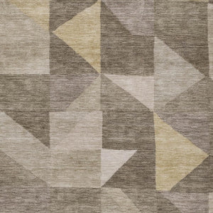 HomeRoots 8' x 10' Khaki and Taupe Geometric Area Rug - Durable, Washable, Stylish for Indoor and Outdoor Spaces 689464