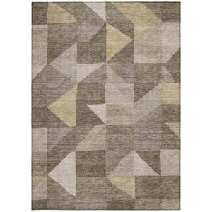 HomeRoots 10' Khaki and Taupe Geometric Washable Area Rug - Durable Indoor/Outdoor Design for Easy Care & Style 689466