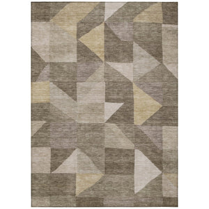 HomeRoots 10' Khaki and Taupe Geometric Washable Area Rug - Durable Indoor/Outdoor Design for Easy Care & Style 689466
