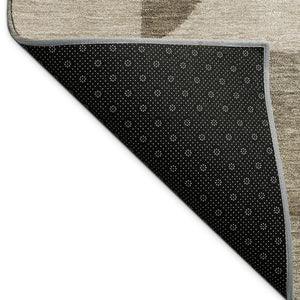 HomeRoots 10' Khaki and Taupe Geometric Washable Area Rug - Durable Indoor/Outdoor Design for Easy Care & Style 689466