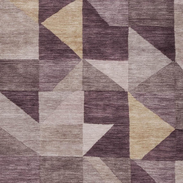 HomeRoots 8' X 10' Stylish Plum and Wheat Geometric Area Rug – Durable, Washable for Indoor & Outdoor Use! 689470
