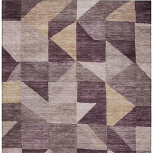 HomeRoots 9' X 12' Plum Geometric Washable Area Rug – Stylish Indoor/Outdoor Decor for Busy Homes & Patios 689471