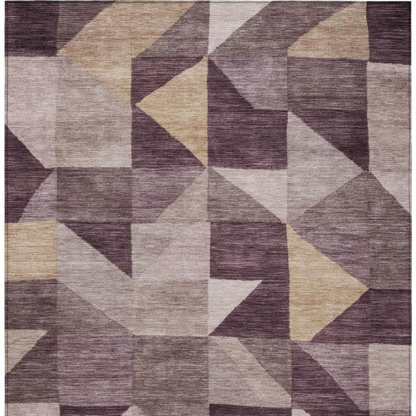 HomeRoots 9' X 12' Plum Geometric Washable Area Rug – Stylish Indoor/Outdoor Decor for Busy Homes & Patios 689471