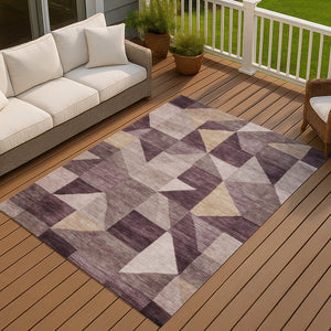 HomeRoots 9' X 12' Plum Geometric Washable Area Rug – Stylish Indoor/Outdoor Decor for Busy Homes & Patios 689471