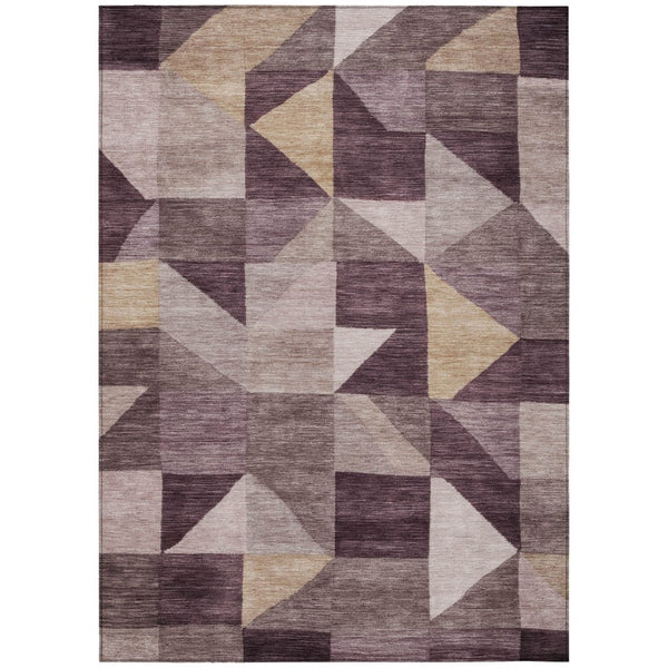 HomeRoots 9' X 12' Plum Geometric Washable Area Rug – Stylish Indoor/Outdoor Decor for Busy Homes & Patios 689471