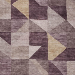 HomeRoots 10' Contemporary Plum & Wheat Geometric Area Rug - Washable, Durable, Indoor/Outdoor, Stain Resistant 689472