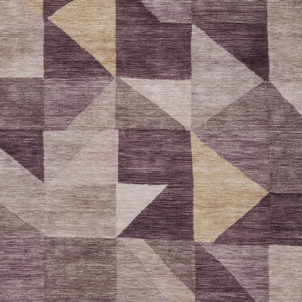 HomeRoots 10' Contemporary Plum & Wheat Geometric Area Rug - Washable, Durable, Indoor/Outdoor, Stain Resistant 689472