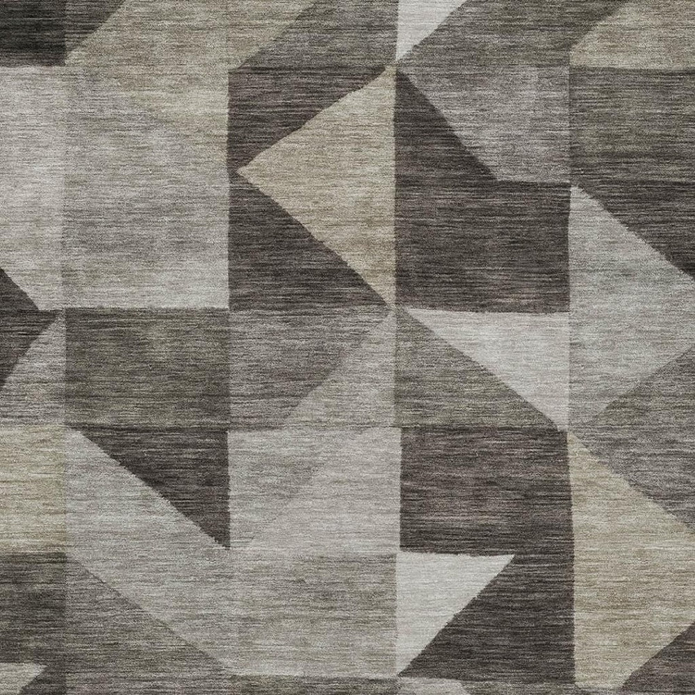 HomeRoots 9' X 12' Taupe & Beige Geometric Rug - Stylish, Washable, Indoor/Outdoor Design for Versatile Spaces 689477