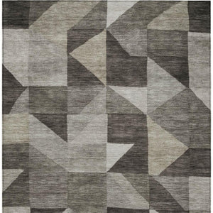 HomeRoots 9' X 12' Taupe & Beige Geometric Rug - Stylish, Washable, Indoor/Outdoor Design for Versatile Spaces 689477