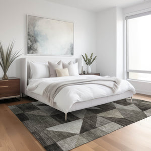 HomeRoots 9' X 12' Taupe & Beige Geometric Rug - Stylish, Washable, Indoor/Outdoor Design for Versatile Spaces 689477