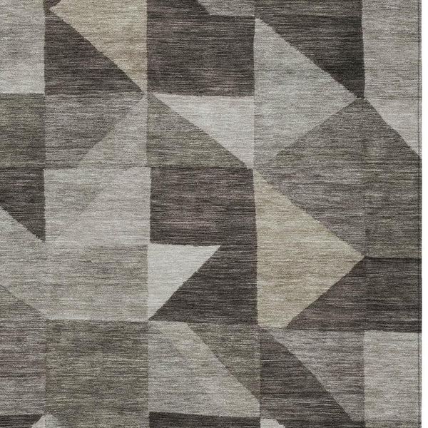 HomeRoots 10' X 14' Taupe and Beige Geometric Indoor Outdoor Area Rug - Durable, Washable, Stylish Design! 689478