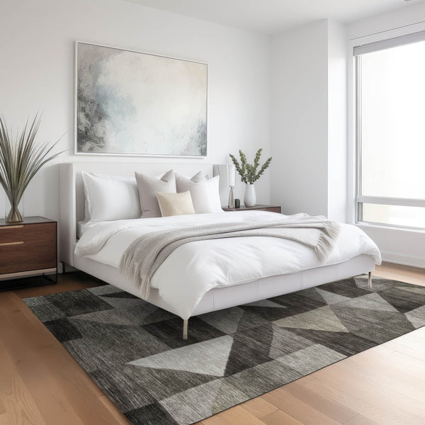 HomeRoots 10' X 14' Taupe and Beige Geometric Indoor Outdoor Area Rug - Durable, Washable, Stylish Design! 689478