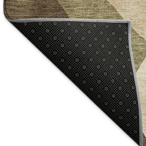 HomeRoots 5' Brown and Beige Abstract Area Rug - Washable Indoor/Outdoor Mat for Stylish, Durable Spaces 689480