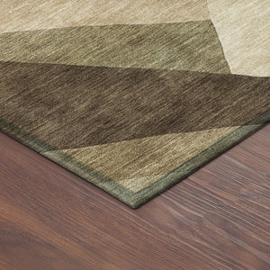 HomeRoots 8' Round Abstract Washable Indoor Outdoor Area Rug - Modern Brown & Beige Design for Every Space 689481