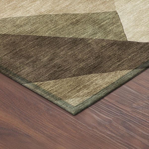 HomeRoots 8' Round Abstract Washable Indoor Outdoor Area Rug - Modern Brown & Beige Design for Every Space 689481