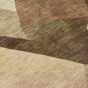 HomeRoots 8' Round Abstract Washable Indoor Outdoor Area Rug - Modern Brown & Beige Design for Every Space 689481