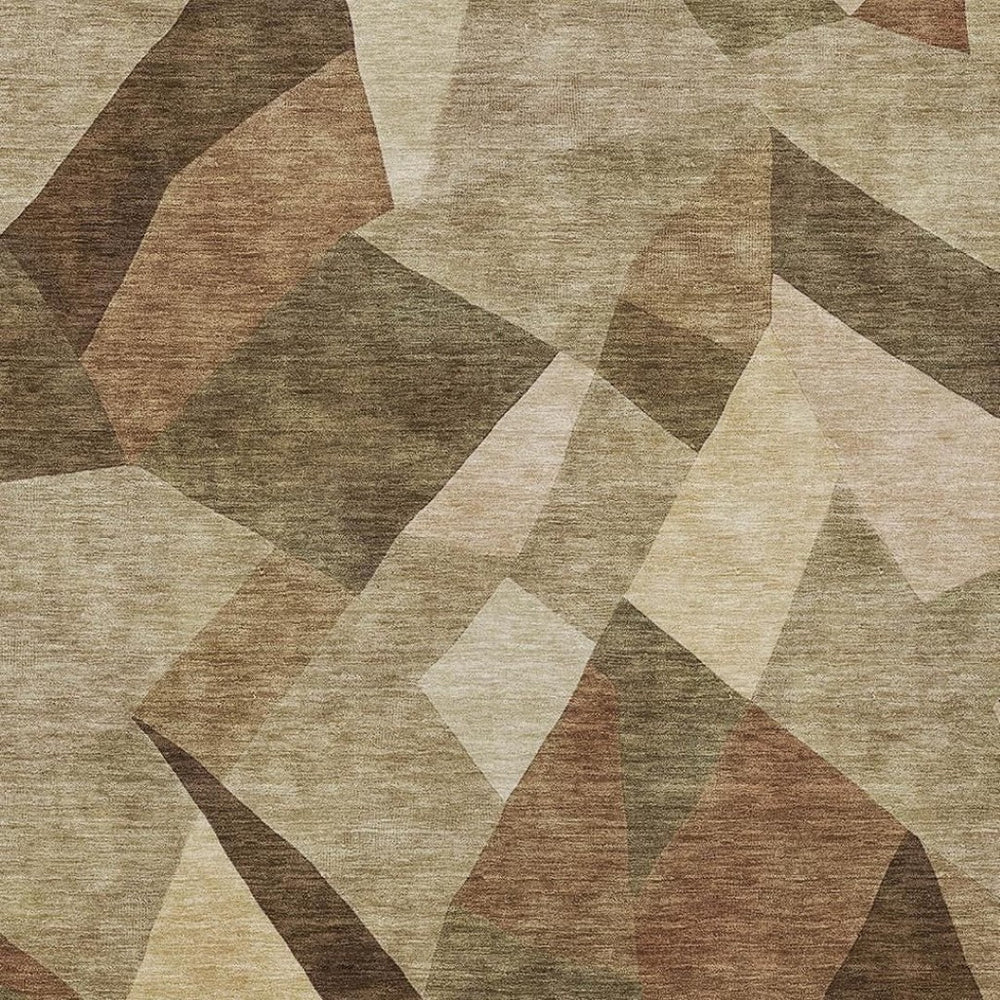 HomeRoots 8' X 10' Brown and Beige Abstract Rug - Durable, Washable, Indoor/Outdoor Design for Modern Spaces 689482