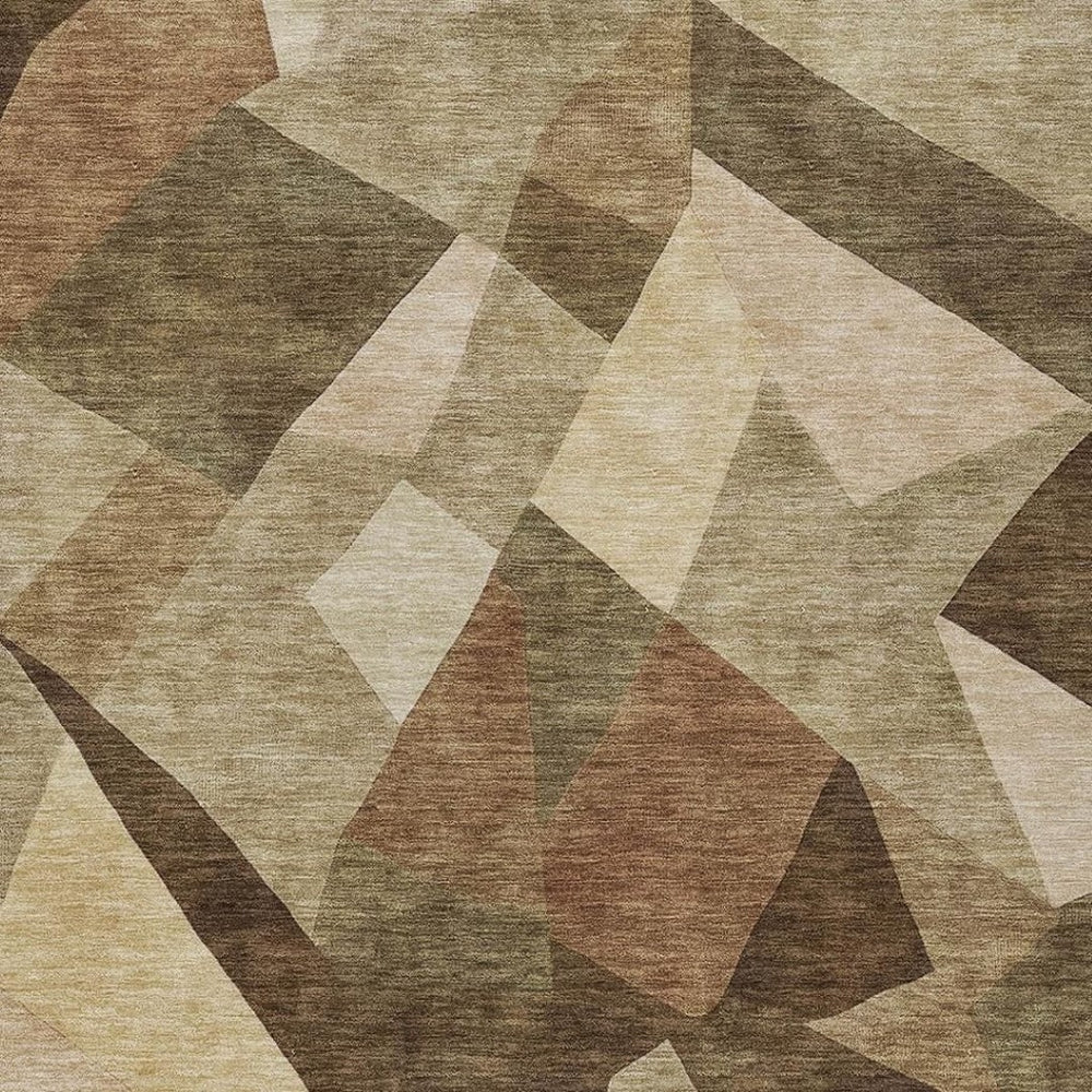 HomeRoots 9' X 12' Abstract Washable Rug – Stylish Brown & Beige Design for Indoor & Outdoor Spaces, Durable & Easy Care 689483